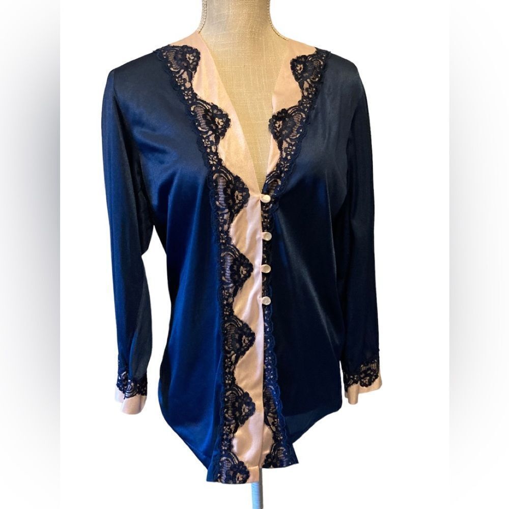 Vintage Blue and Pink Lace Trim Pajamas
